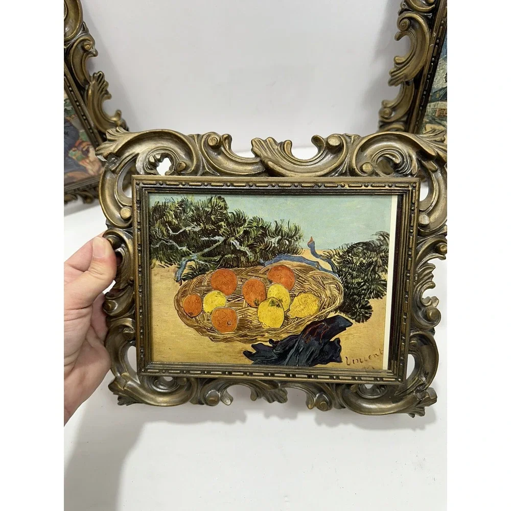 Lot 3 Vintage Norleans Picture Frame Ornate Victorian Style Van Gogh Art Prints